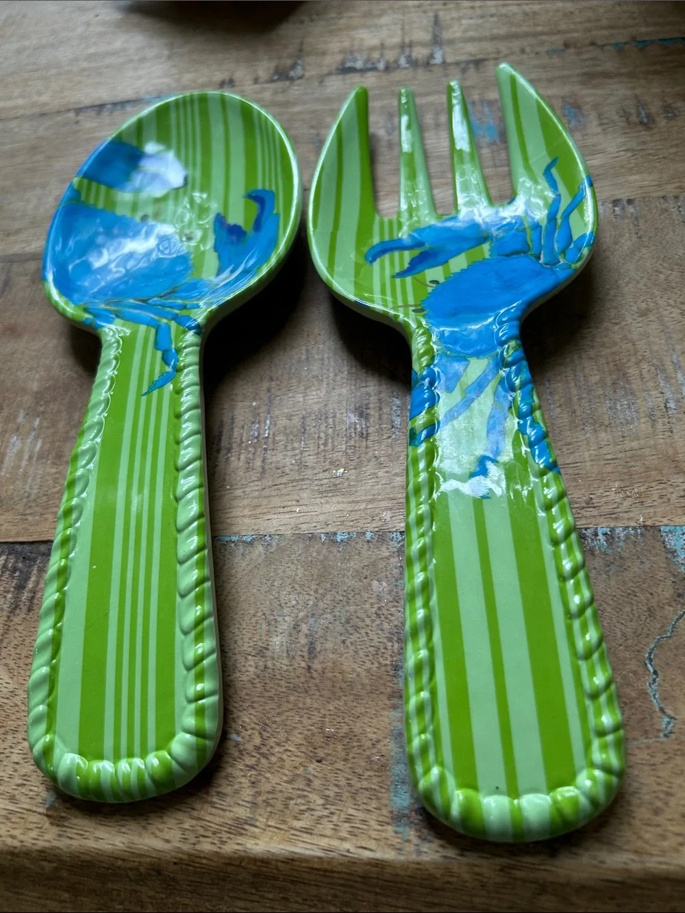 Tommy Bahama Light Green Ceramic Salad Servers